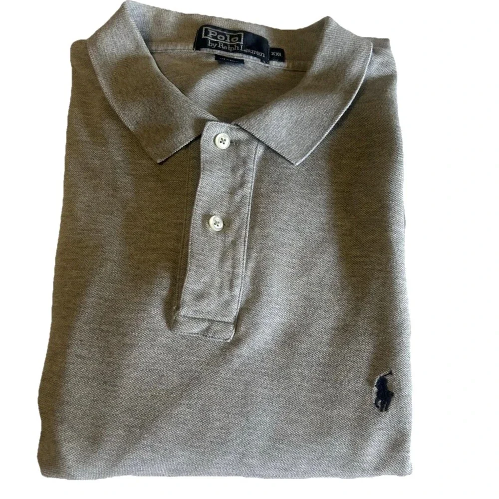 Polo Ralph Lauren Men's 2XL Gray Classic Fit Pony Long Sleeve Polo Casual Shirt